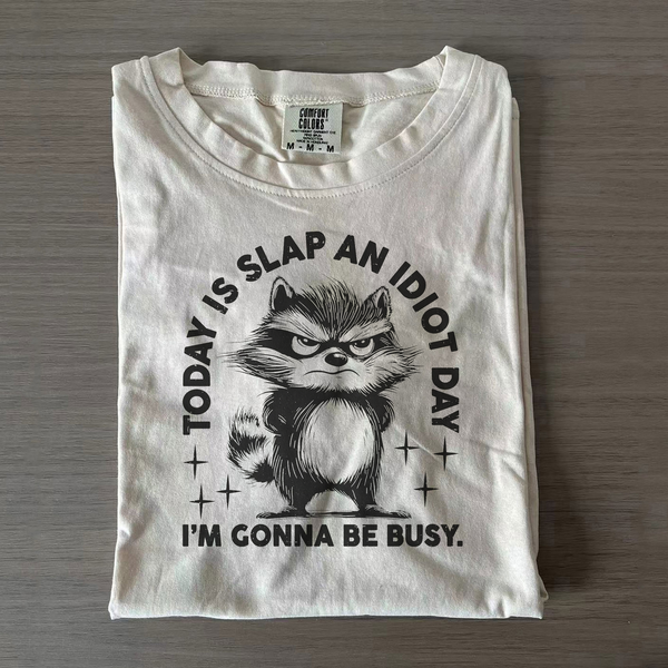 Today Is Slap An Idiot Day Funny Raccoon T-shirt