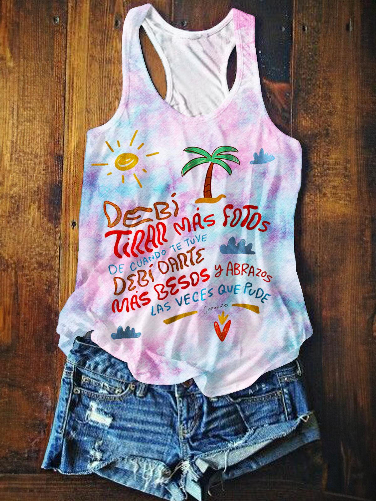 Boricua Dtmf Badbunny Printed Casual Tank Top