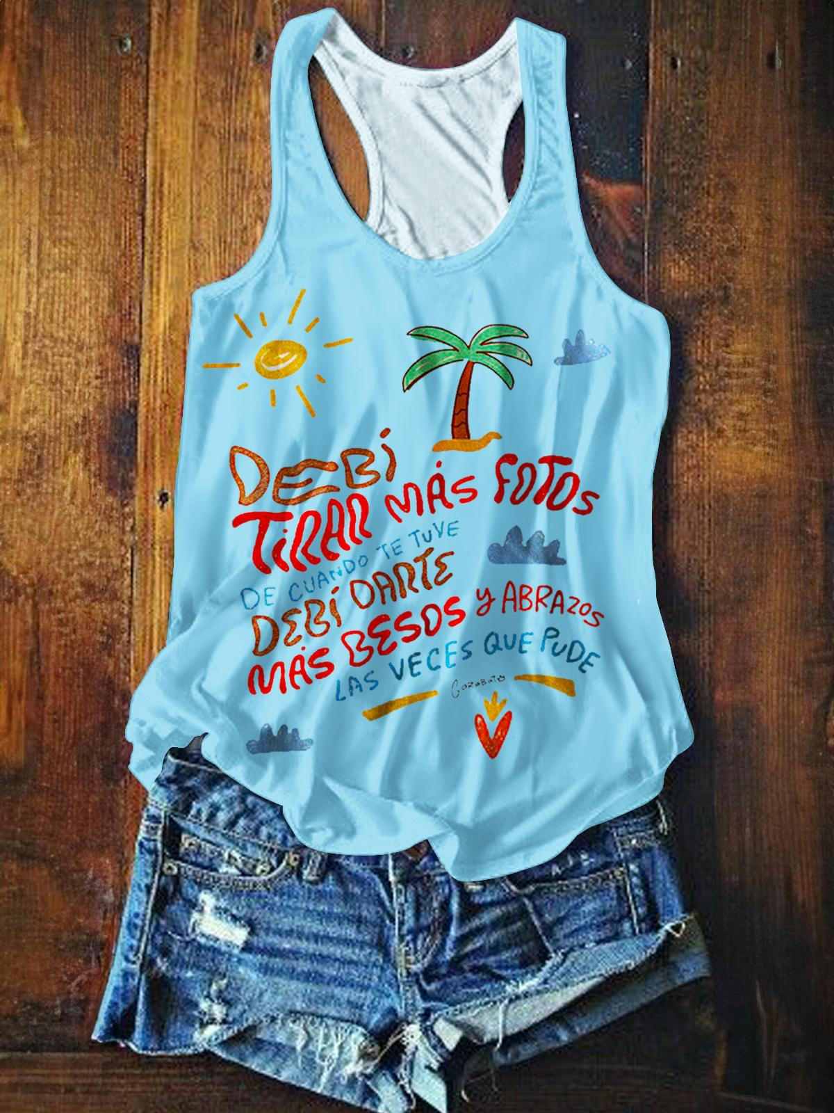 Boricua Dtmf Badbunny Printed Casual Tank Top